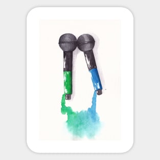 Larrying Mics (Blue and Green) Sticker